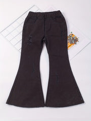 Toddler Girls Ripped Jeans Flare Leg Denim Bell Bottoms Pants