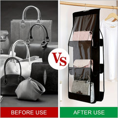 2pcs Hanging Purse Organizers 6 Pockets Clutch Tote Bag Storage