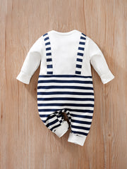 Baby Boys Navy Striped Long Sleeve Bodysuit