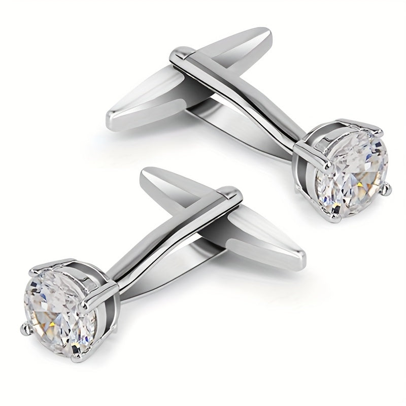 Sparkling Diamond Cufflinks Set for Wedding Parties