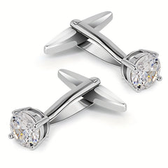 Sparkling Diamond Cufflinks Set for Wedding Parties