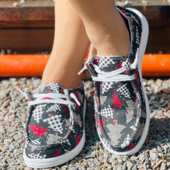 Women's Christmas Plaid Tree Print Skateboard Shoes Lightweight Low Top