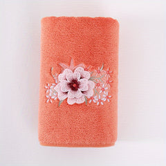 Soft Flower Embroidered Hand Towel Coral Fleece Face Towel