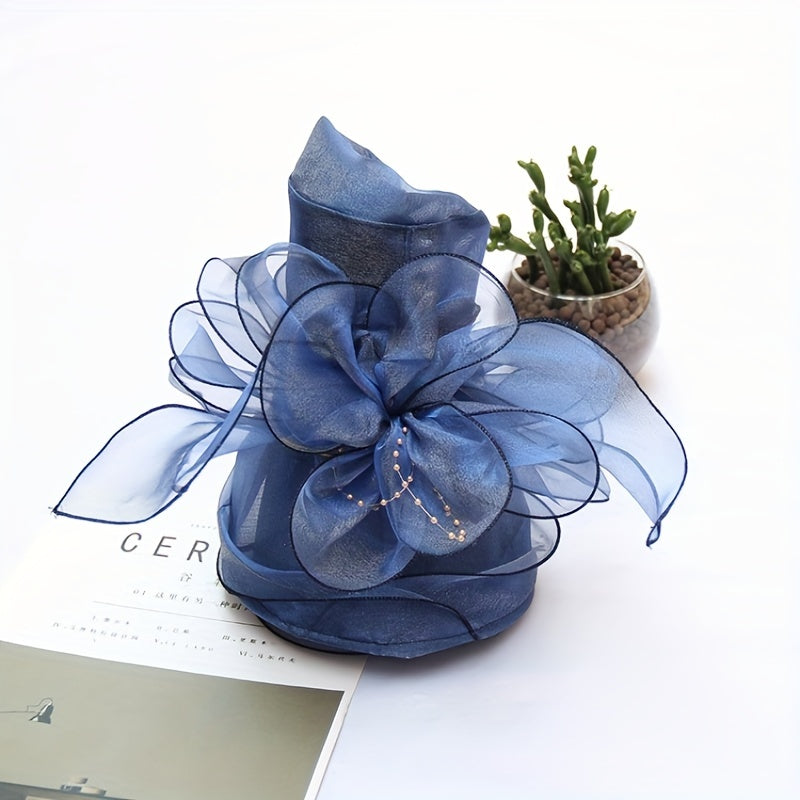 Flower Derby Church Hat Mesh Organza Sun Hat Wide Brim Bucket Hat