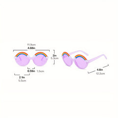 Rainbow Round Frame Sunglasses for Kids Party Outdoor Travel