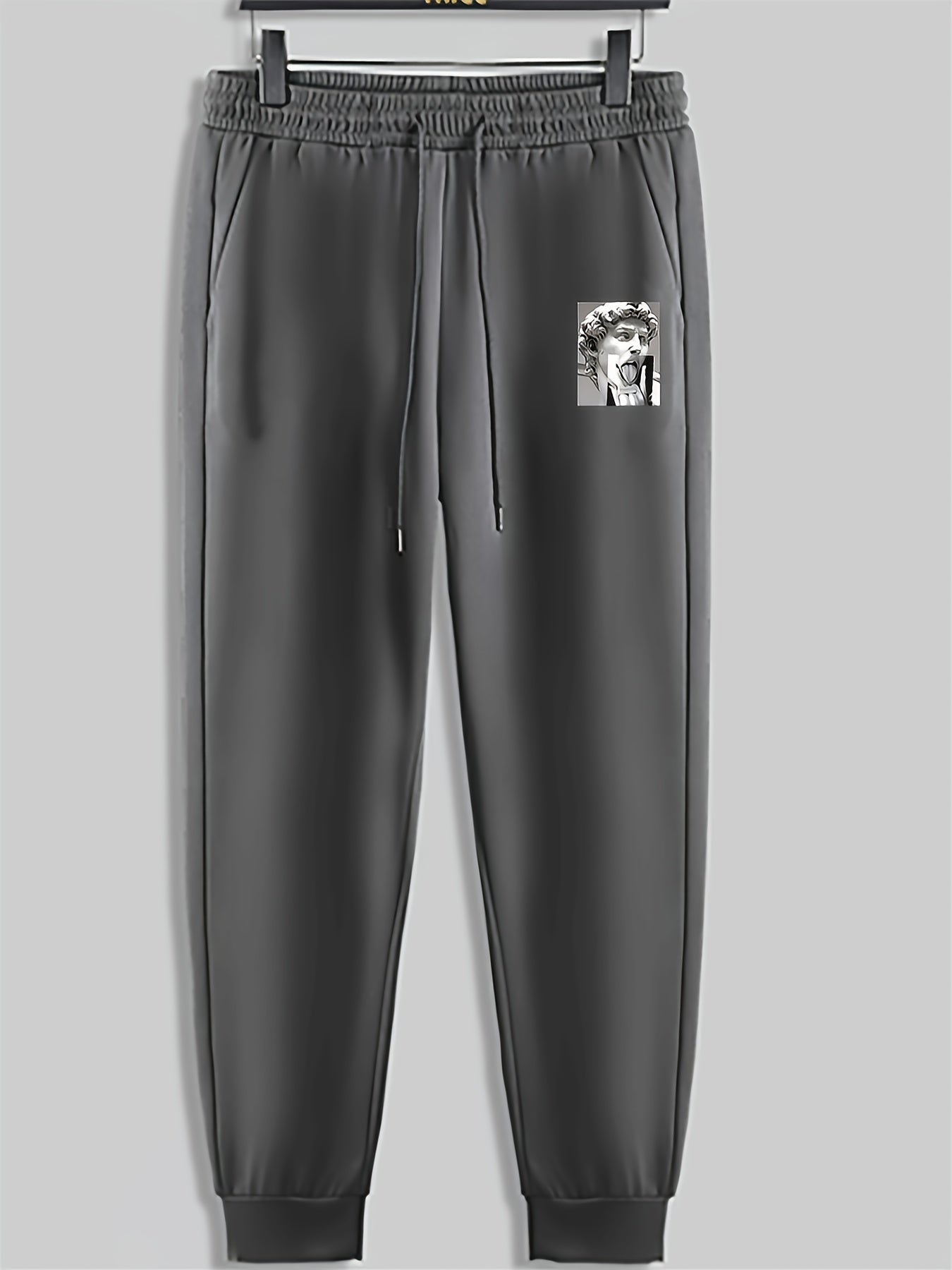 Funny Statue Print Men's Sweatpants Loose Casual Trousers Spring Autumn