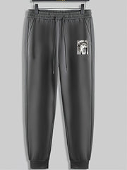 Funny Statue Print Men's Sweatpants Loose Casual Trousers Spring Autumn