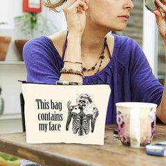 Funny Skeleton Makeup Bag for Women - My Face Makeup Zipper Pouch