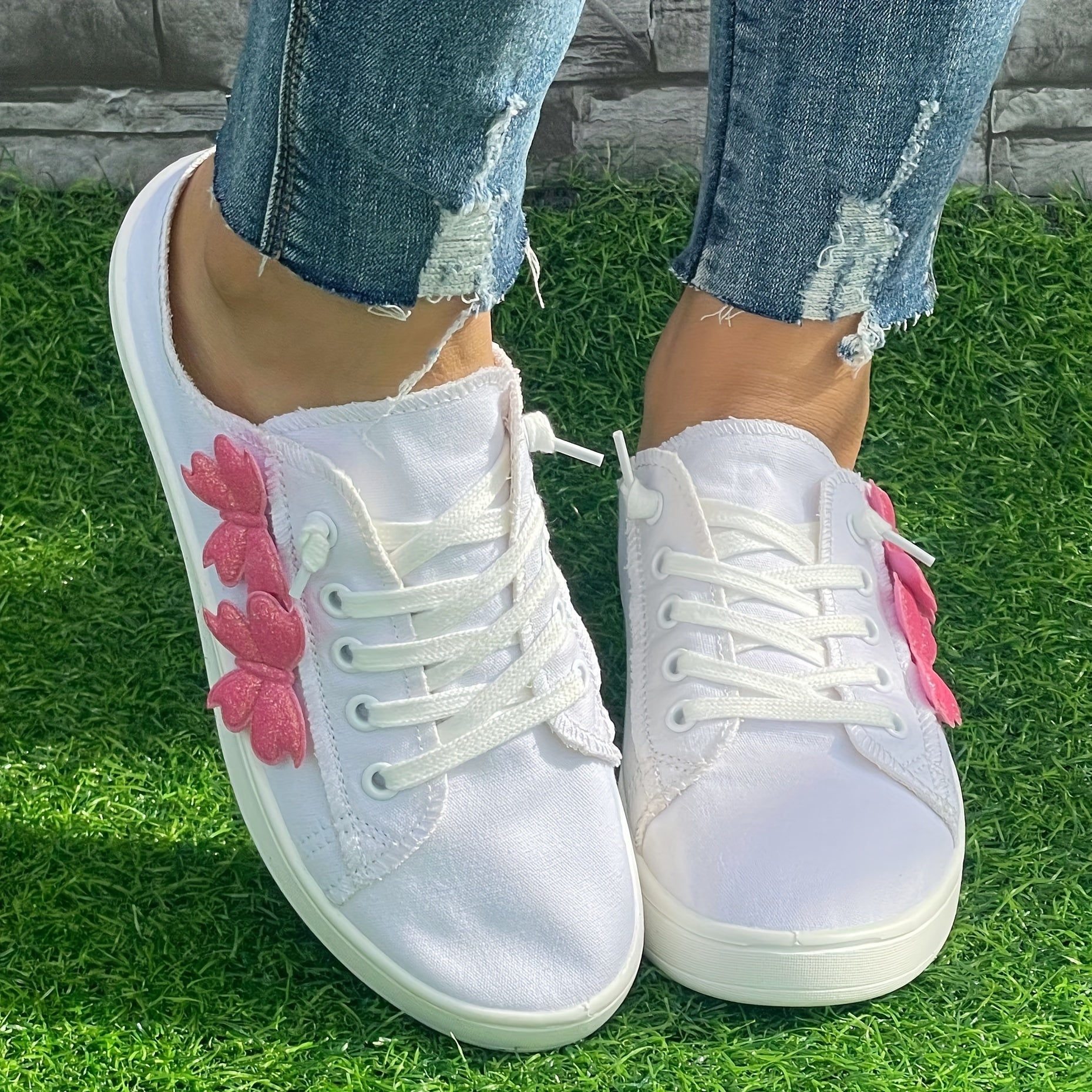 Love Heart Pattern Flat Shoes Casual Lightweight Comfortable Sport Run