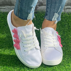 Love Heart Pattern Flat Shoes Casual Lightweight Comfortable Sport Run