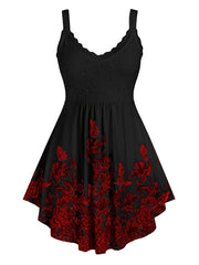 Y2K Floral Lace A Line Dress Strapless Casual Women's Clothing