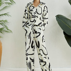 Abstract Print Casual Two piece Set