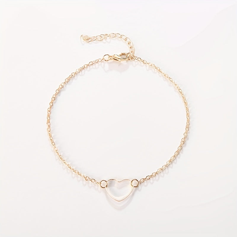 Heart Decor Chain Bracelet for Girls Daily Wear