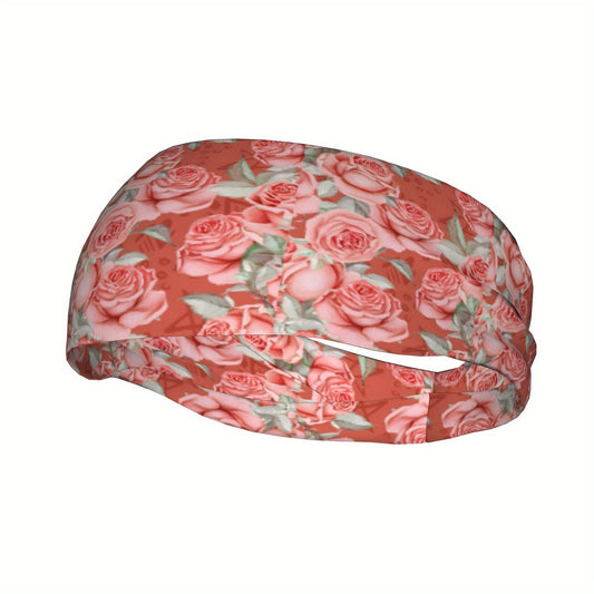 Rose Pattern Sports Headband Sweat Wicking Unisex Fitness Gear