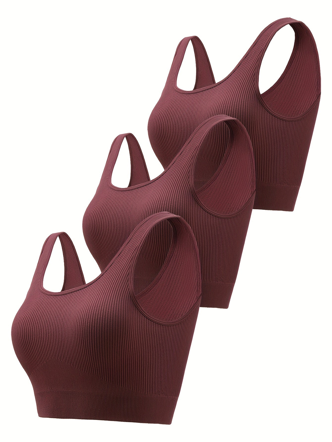 3 Pack Plus Size Seamless Sports Bra Set with Removable Pads