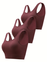 3 Pack Plus Size Seamless Sports Bra Set with Removable Pads