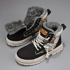 Men's Motorcycle Boots Warm Anti-slip Lace-up High Boots