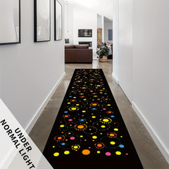 Flannel Non Woven Back Runner Rug Starry Sky Dot Fluorescent Rug