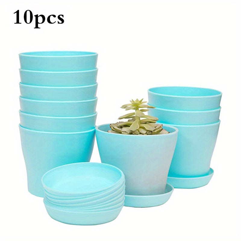10pcs Plastic Planters Modern Decorative Gardening Containers for Home Garden