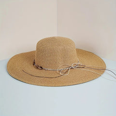 Wide Brim Summer Sun Hat Casual Straw Hat Outdoor Travel Beach Hat
