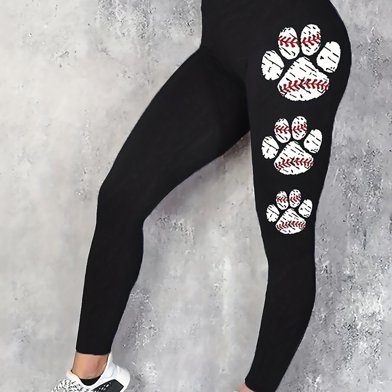 High Waist Dog Paw Print Yoga Leggings Slim Fitted Sports Pants for Women