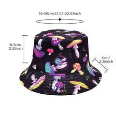 Colorful Mushroom Print Bucket Hat Spring Summer Outdoor Sun Protection Hat
