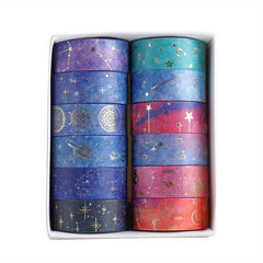 12pcs Starry Sky Washi Tape Set DIY Crafts Gift Wrapping Scrapbooking Supplies
