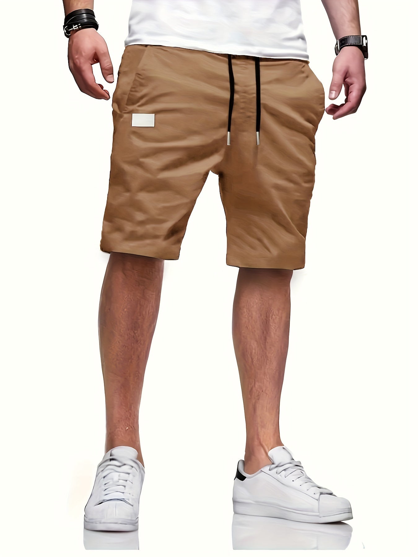 Men's Drawstring Cargo Short Pants Flap Pocket Loose Shorts