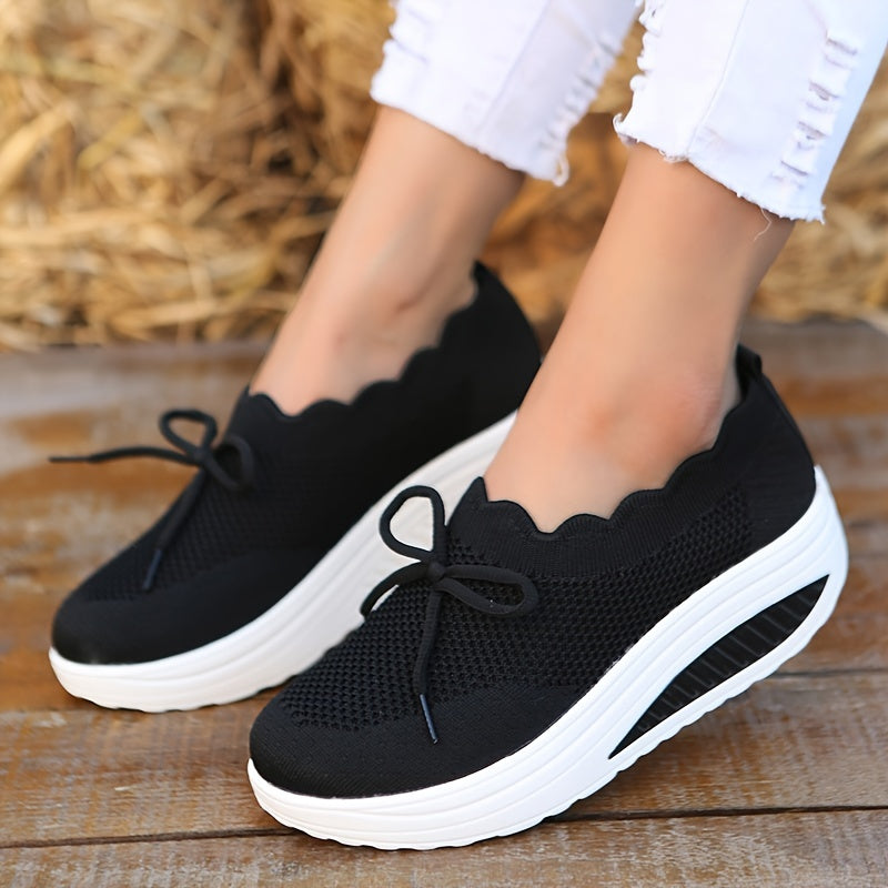Women's Lightweight Knit Sneakers Low Top Slip On Shoes