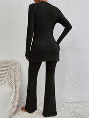 Ribbed Lounge Set Top & Pants Women's Loungewear