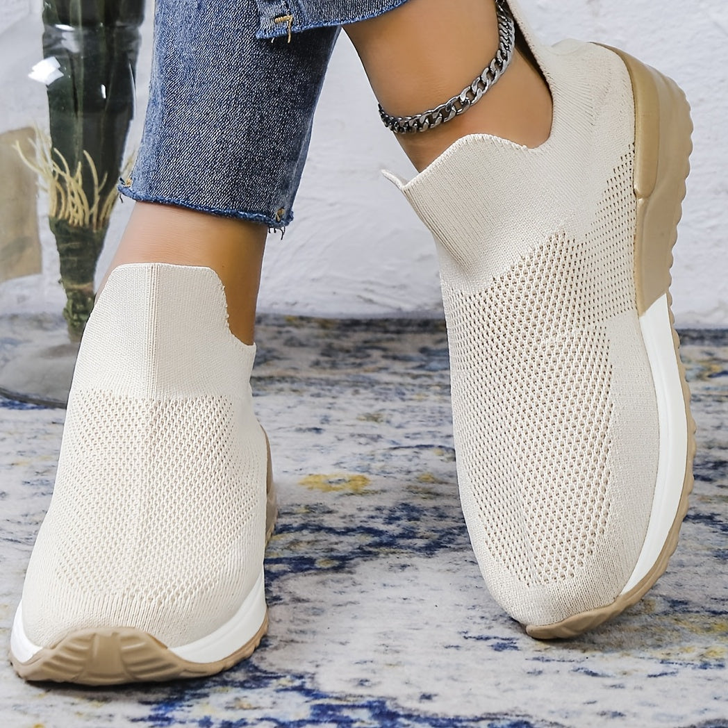 Women's Slip On Flat Shoes Lightweight Low Top Leisure Knit Shoes