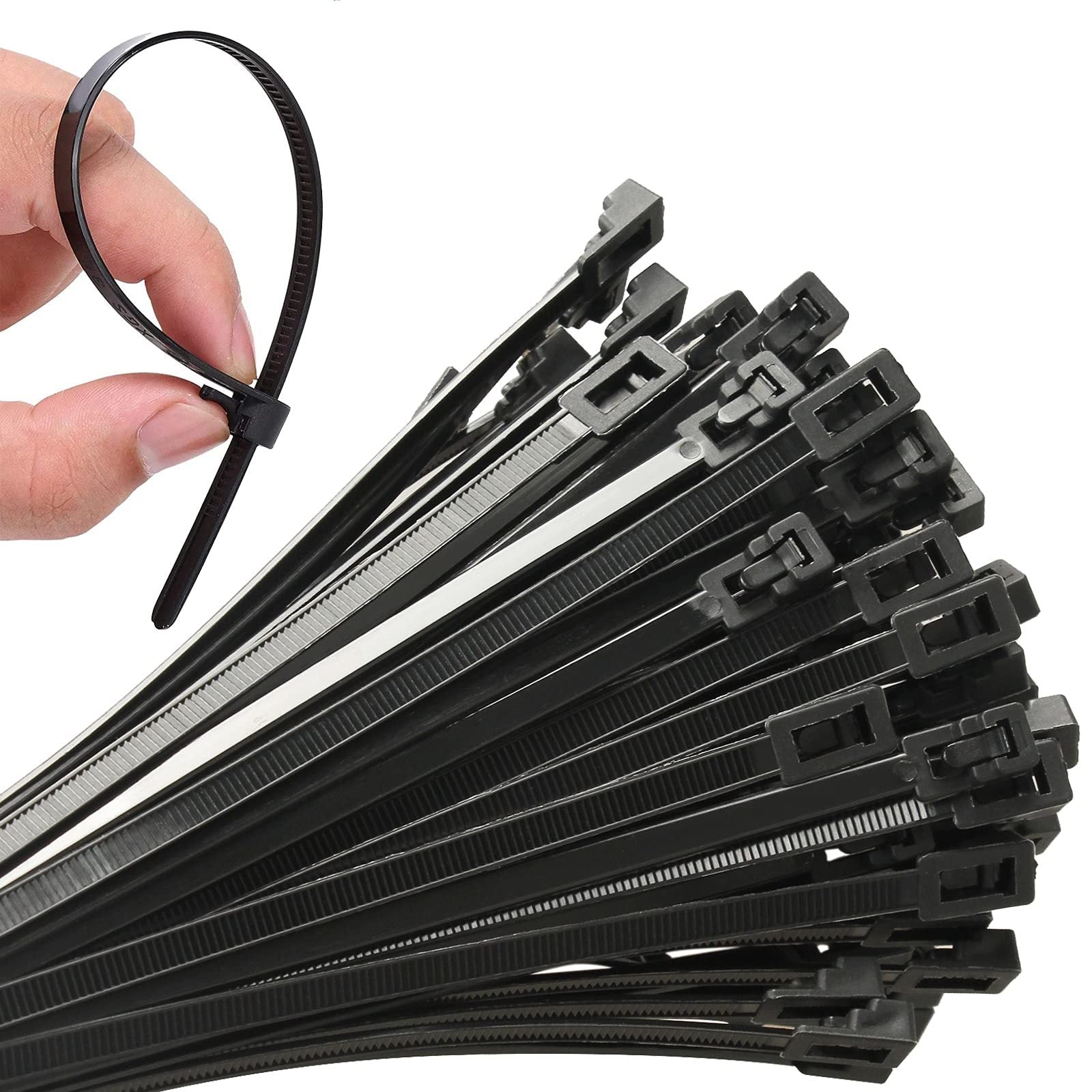 100pcs Heavy Duty Releasable Nylon Tie Wraps 20-32cm Adjustable Straps