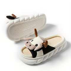 Women's Platform Cow Slippers Comfy Open Toe Ultra Soft Sole Shoes