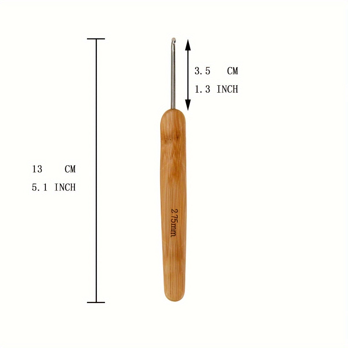11pcs Ergonomic Crochet Hooks Bamboo Wooden Handle Small Size 0.5-3.0mm