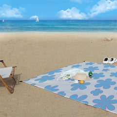 Portable Flower Print Beach Mat with Fixing Nails