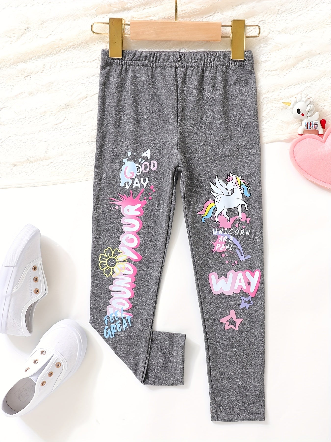 Toddler Girls Unicorn Leggings Stretchy Tight Fit Pants