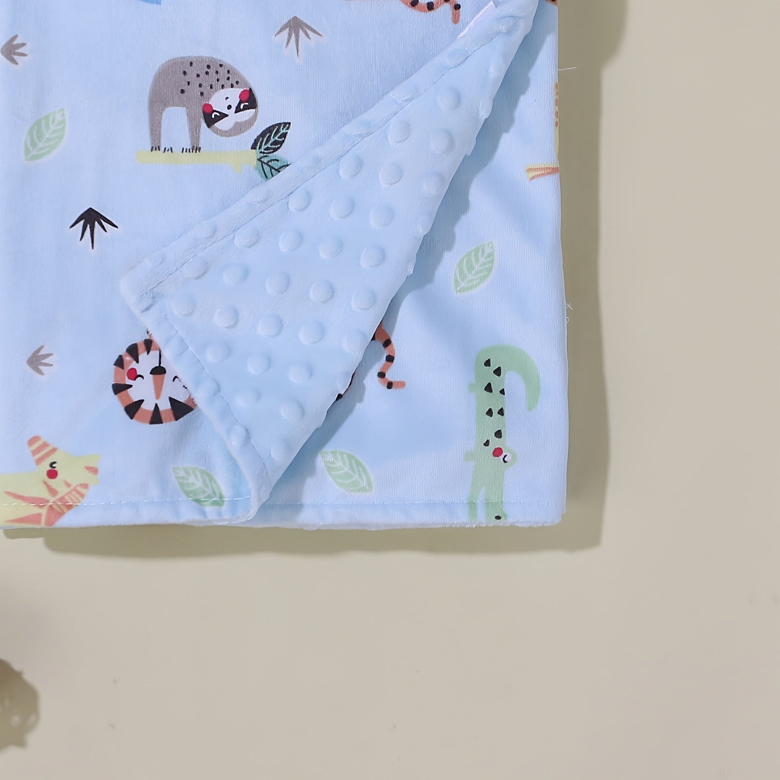 Cute Kids' Beanie Blanket with Lion & Elephant Print
