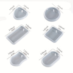 6pcs Silicone Resin Pendant Molds Heart Round Oval Square Rectangular Mold