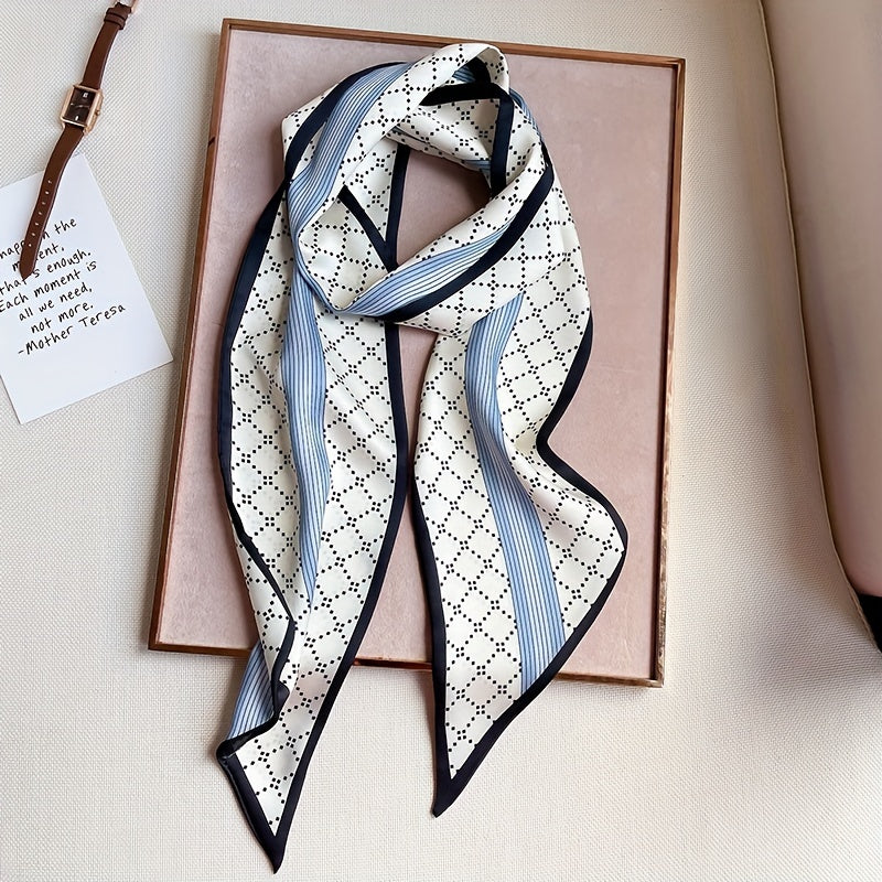 Dotted Stripe Skinny Scarf Plaid Print Neck Tie Scarf