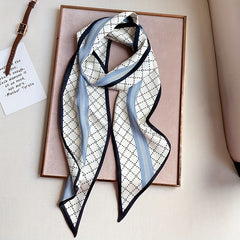 Dotted Stripe Skinny Scarf Plaid Print Neck Tie Scarf