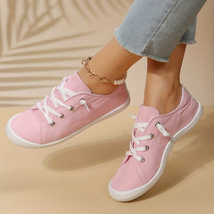Women's Pink Canvas Low Top Lace Up Sneakers