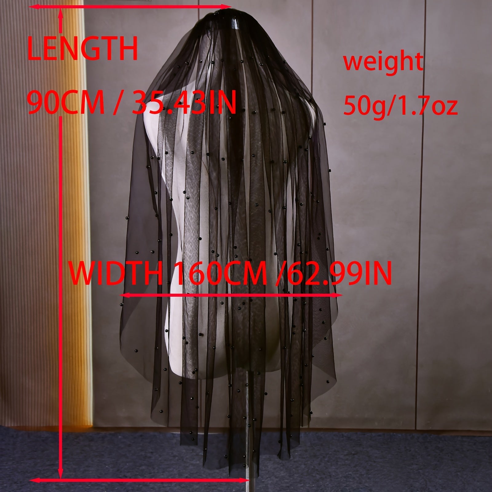 Bridal Pearl Veil Fingertip Length Tulle Wedding Decoration