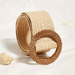 Straw Woven Belt Beach Elastic Pants Belt Bohemian Style