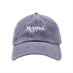 Mama Star Embroidery Distressed Sunscreen Baseball Cap