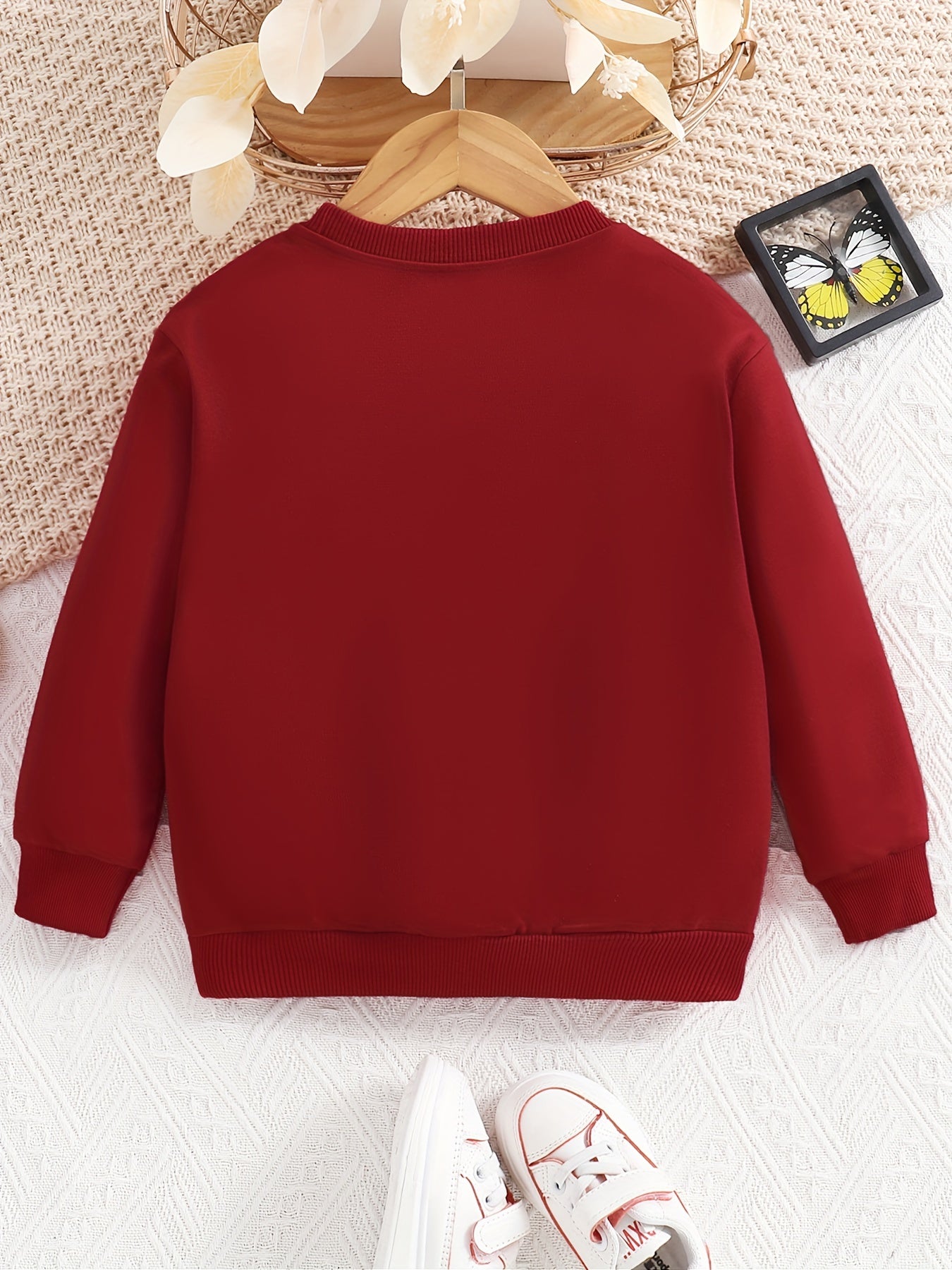 Girls Leopard Butterfly Print Sweatshirt Long Sleeve Top