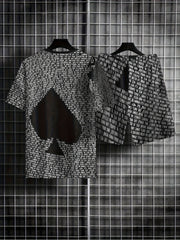 Men's 2 Piece Spade Pattern T-shirt & Shorts Set for Summer