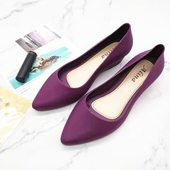 Waterproof Pointed Toe Ballet Flats Solid Slip On Flat Shoes