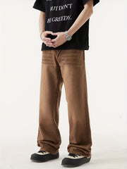 Y2k Vintage Straight Leg Jeans Men's Washed Denim Pants