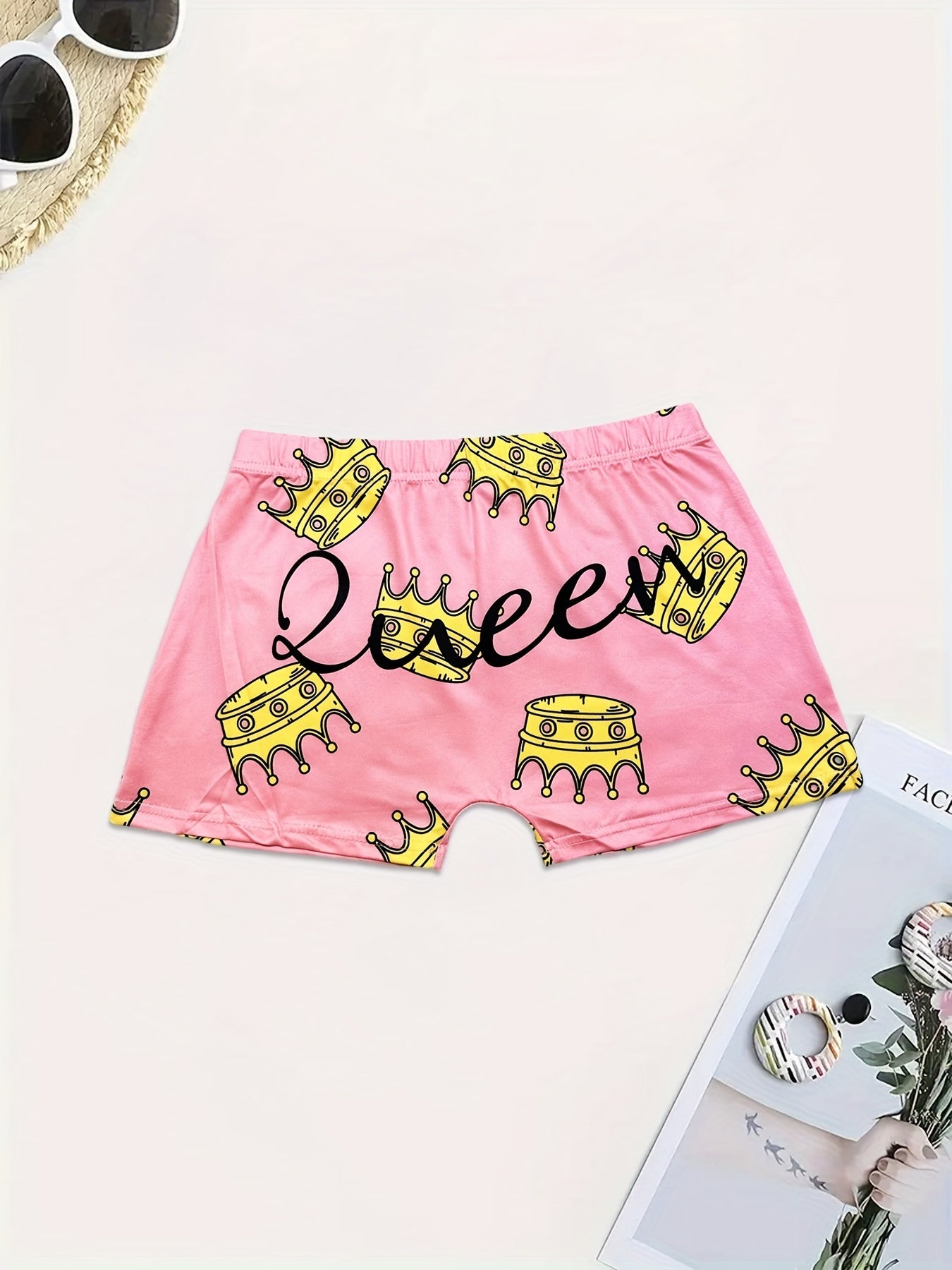 Crown Print Skinny Yoga Shorts for Women