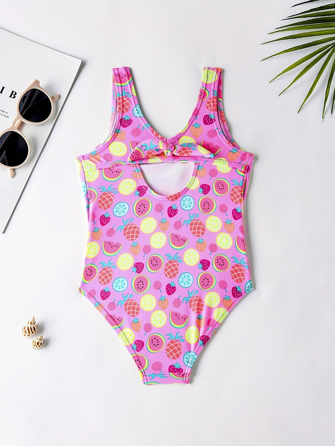 Girl's Cartoon Print Onesie Swimsuit Tankini for Summer Beach